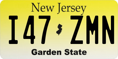 NJ license plate I47ZMN