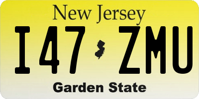 NJ license plate I47ZMU