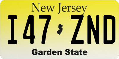 NJ license plate I47ZND