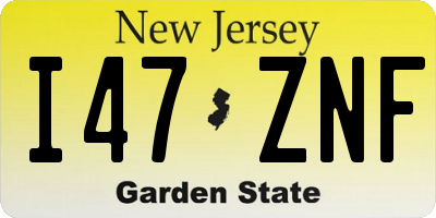 NJ license plate I47ZNF