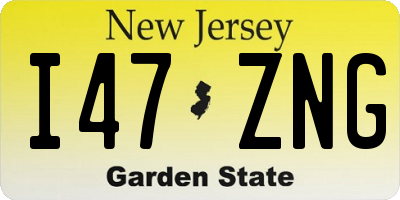 NJ license plate I47ZNG