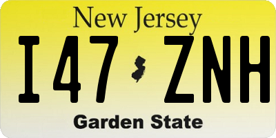 NJ license plate I47ZNH