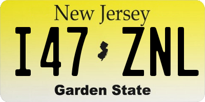 NJ license plate I47ZNL