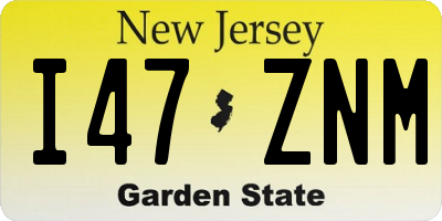 NJ license plate I47ZNM