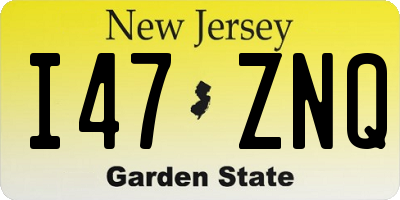 NJ license plate I47ZNQ