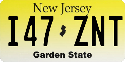 NJ license plate I47ZNT