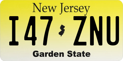 NJ license plate I47ZNU