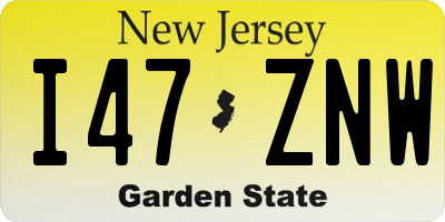NJ license plate I47ZNW