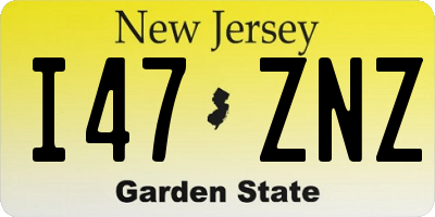 NJ license plate I47ZNZ