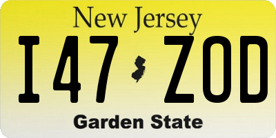 NJ license plate I47ZOD