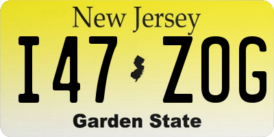 NJ license plate I47ZOG