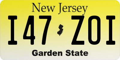 NJ license plate I47ZOI