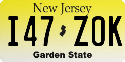 NJ license plate I47ZOK