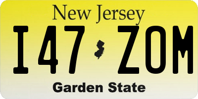 NJ license plate I47ZOM