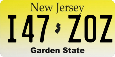 NJ license plate I47ZOZ