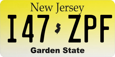 NJ license plate I47ZPF