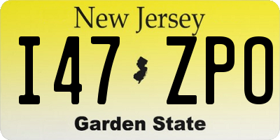 NJ license plate I47ZPO