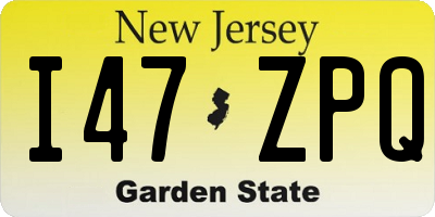 NJ license plate I47ZPQ