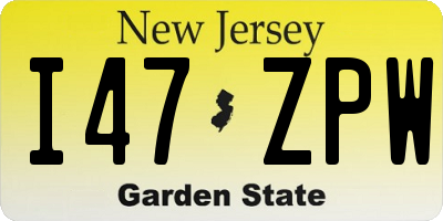 NJ license plate I47ZPW
