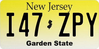 NJ license plate I47ZPY
