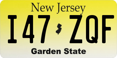 NJ license plate I47ZQF