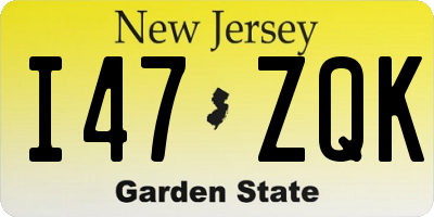 NJ license plate I47ZQK