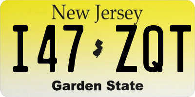 NJ license plate I47ZQT