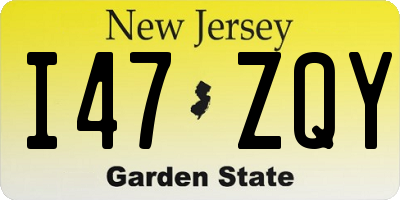 NJ license plate I47ZQY