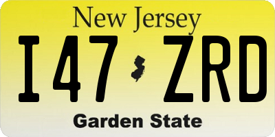 NJ license plate I47ZRD