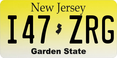 NJ license plate I47ZRG