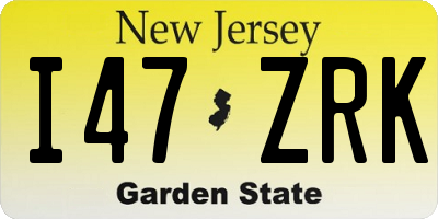 NJ license plate I47ZRK