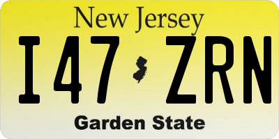 NJ license plate I47ZRN