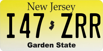 NJ license plate I47ZRR