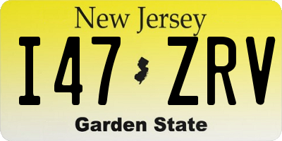 NJ license plate I47ZRV