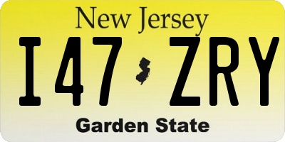 NJ license plate I47ZRY
