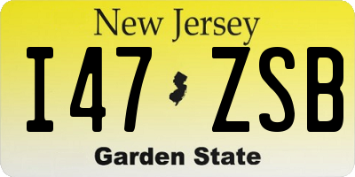 NJ license plate I47ZSB