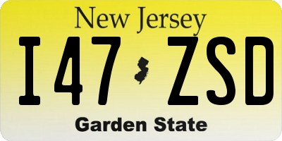 NJ license plate I47ZSD