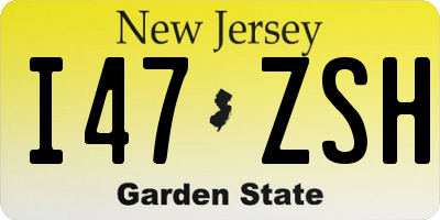 NJ license plate I47ZSH
