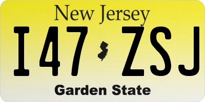 NJ license plate I47ZSJ