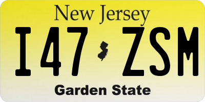 NJ license plate I47ZSM