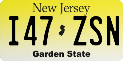 NJ license plate I47ZSN
