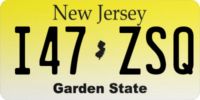 NJ license plate I47ZSQ