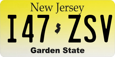 NJ license plate I47ZSV