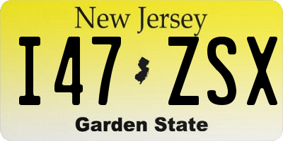 NJ license plate I47ZSX