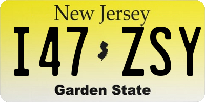 NJ license plate I47ZSY