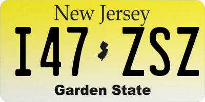NJ license plate I47ZSZ