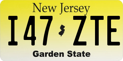 NJ license plate I47ZTE