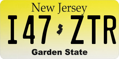 NJ license plate I47ZTR