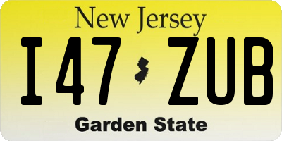 NJ license plate I47ZUB
