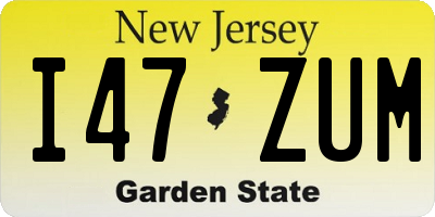 NJ license plate I47ZUM